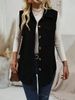 Corduroy Duster Vest For Women – Longline Button-Up Shacket With Lapel Collar, Casual Office Cardigan In Camel/, Polyester Layering Essential_ecoleips.com