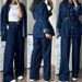 Women's Clothing New Women's Long Sleeved Denim Jacket Wide Leg Jeans Two Piece Set_ecoleips.com