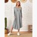 New Women's Clothing, Solid Color Knitted Side Seams In The Pockets, Curved Hem Loose Dress_ecoleips.com