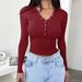 Y2K Slim-Fit Long Sleeve Top – Minimalist Solid Color T-Shirt For Women (White/Black/Burgundy/Dark Gray, S/M/L/XL)_ecoleips.com