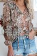 Verve Women's Clothing 2025 Autumn Winter New Floral Print V-neck Long Sleeve T-shirt Top_ecoleips.com