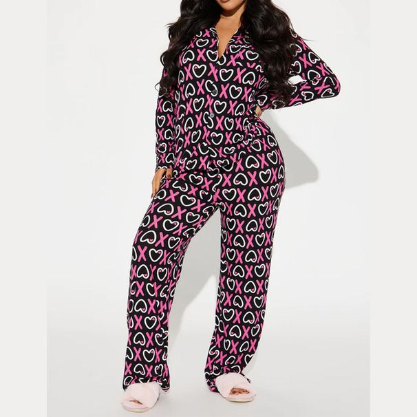 Women's Clothing Summer Casual Long Sleeve Slim Pants Comfortable Home Set_ecoleips.com