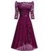 Women's new mid-length skirt one-shoulder mid-sleeve sexy lace chiffon dress_ecoleips.com