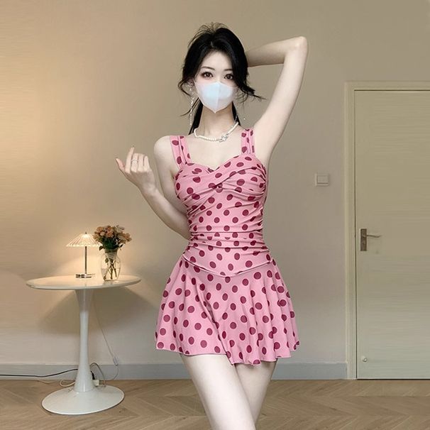 Women's Slimming Flattering One Piece Swimsuit Fashionable Polka Dot Design Sexy Beach Vacation Hot Spring Style Wholesale_ecoleips.com