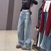 Women's Vintage Star-Embossed Flare Jeans – High-Waisted Wide-Leg Denim Pants With Rhinestone Detailing (Blue, Sizes S-XL)_ecoleips.com