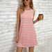Women's Striped Casual Midi Dress Loose Round Neck Sleeveless A-Line Skirt Breathable Clothing_ecoleips.com