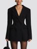 Women's Clothing Elegant Slim Fit Cardigan Solid Color Long Sleeve Lapel Suit Blazer Top_ecoleips.com