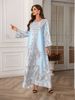 Women's Long Robe Fashion Print Beaded Rhinestone Dress, Elegant Evening Gown, Stylish Long Skirt, Perfect For Special Occasions_ecoleips.com