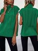 Women's Turtleneck Cable Knit Vest, Loose Short Sleeve Casual Sweater Top_ecoleips.com