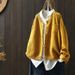 Vintage-Inspired Cotton Cardigan For Women – Relaxed Fit Long Sleeve Knit Sweater With Wave Collar, Spring & Autumn Layering Essential_ecoleips.com