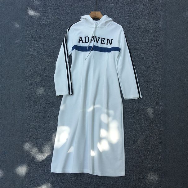 Women's Clothing New Letter Print Hooded Casual Dress_ecoleips.com