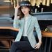 Women's Slim Fit Blazer Houndstooth Casual Plaid Tweed Office Lady Style Outerwear_ecoleips.com