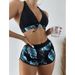 Women's Clothing Women's Solid Color Block Swimsuit Print Bikini Set Color Leaf Fashion Two Piece Women's Clothing_ecoleips.com