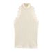 Aria Basics Aria Basics European And American Style Half-high Collar Lace Spliced Ribbed Tank Top, New Spring Fashion Versatile Slim-fit Hot_ecoleips.com