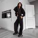"Women's Zip-Up Hoodie & Drawstring Pants Set - Long Sleeve Sportswear For Gym, Yoga & Casual Wear"_ecoleips.com