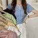 Summer New Hollow Knit Short Sleeve Sweet Cute V-Neck Cardigan Slim Fit Slimming Top For Women Trendy_ecoleips.com