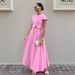 Women's Clothing Elegant A Line Long Skirt Suit Pink Shirt Skirt Two Piece Suit_ecoleips.com