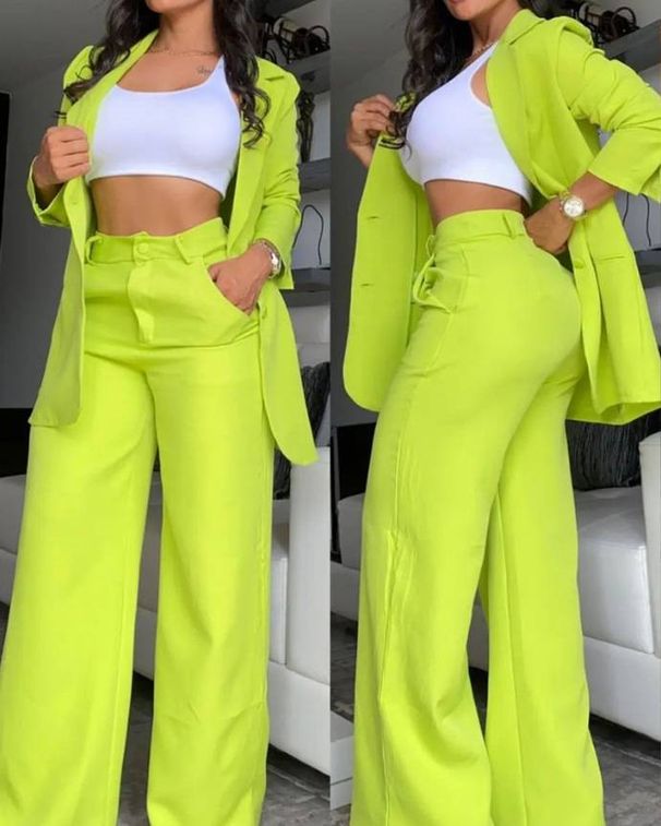 Women's Clothing 2026 Pearl Long Sleeved Slim Stretch Suit Two Piece Suit_ecoleips.com