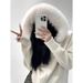 Oversized Hooded Knit Cardigan – Chunky Collar, Zip-Front, Long Sleeve (Beige/White/Blue/Pink/Gray/Black, One Size Fits Most)_ecoleips.com