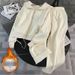 Oversized Fleece-Lined Hoodie & High-Waisted Wide-Leg Pants Set – Cozy Winter Outfit For Women, Trendy Two-Piece Loungewear With Youthful Silhouette_ecoleips.com