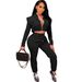 Women's Sexy Slim Fit Two Piece Suit Hooded Zipper Collar Nightclub Outfit Commuter Fashion Spring/Autumn_ecoleips.com