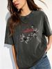 Vintage Butterfly Star Letter Graphic Acid Wash Washed Oversized T Shirt Men Women Crew Neck Short Sleeve Loose Street Casual Tee_ecoleips.com