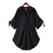 New 2025 Summer Collection: Women's Mid-Length Short-Sleeve Blouse, Plus Size, Loose Fit, Waist-Cinching, Trendy Chiffon_ecoleips.com