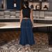 Plus Size Long Denim Skirt For Women, Mid Stretch Washed Cotton Spandex Maxi Skirt, Casual Street Style_ecoleips.com