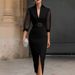 2026 European And American Cross-border Independent Site SHEIN Elegant Three-quarter Sleeve Mesh Patchwork Dress_ecoleips.com