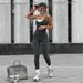 Women’s Clothing Solid Color Tight Letter Chapter Round Neck Long Sleeved Short Top High Waist Skinny Pants Sports Yoga Two Piece Suit_ecoleips.com