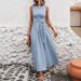 Women's Sleeveless Tie-Waist Dress - Breathable Cotton Blend Shift Dress In 8 Colors (Navy, Black, Sage Green, More)_ecoleips.com