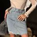 Women's Clothing Diamond Studded Denim Skirt_ecoleips.com
