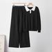 Women's Knitted Polo Collar Sweater And Loose Casual Pants Thick Two Piece Set European American Fashion Cross Border Woolen Suit_ecoleips.com