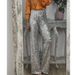 Women's Slim Fit Sequined Flared Pants Multi Color Elastic Waist Casual Summer Party Gown Bottoms INS Style Spring_ecoleips.com