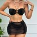 European And American Sexy Halter Three Piece Swimsuit Bikini Strapless Ruched Ruffle Women's Summer Swimwear 2025_ecoleips.com