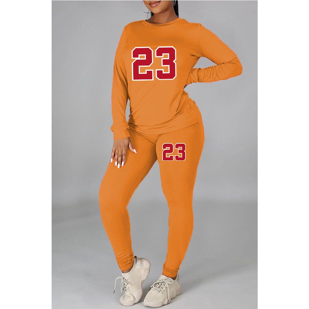 Women's Clothing Large size fat woman autumn and winter women's clothing printed personality casual two piece suit_ecoleips.com