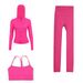 Nude Feel Three Piece Women's Sports Set Cropped Pants Hooded Jacket Y Back Bra Fitness Exercise Yoga Sportswear_ecoleips.com