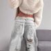 Women's Distressed High-Waisted Straight-Leg Jeans – Grunge-Inspired Patchwork Denim With Raw Hem, Non-Stretch Cotton Blend_ecoleips.com