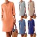 Women's Spring Cotton Linen Loose Dress Long Sleeve Round Neck Plus Size_ecoleips.com