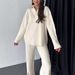 2025 European And American Cross-Border Autumn Winter New Women's Solid Color Zipper Knitted High Neck Ribbed Homewear_ecoleips.com