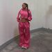 Long Sleeve Short Sweatshirt Drawstring Sweatpants Women's Hoodie Set_ecoleips.com