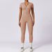 Women's Onesie Short-sleeved Trousers Solid Color Zipper Crew Neck_ecoleips.com