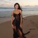 Sensual Mesh Slit Midi Dress With High Slit & Irregular Hem - Sleeveless V-Neck Slip Dress For Women, Evening Clubwear, Party_ecoleips.com