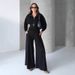 Elegant Autumn Women's Suit Set With Stand Collar, Zippered Cardigan & Wide-Leg Pants - Stylish Office Wear For European & American Fashion (XS-XXXL)_ecoleips.com