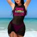 Fashion Bikini Three Piece Cover up Swimsuit European And American Style Feminine Print for Beach Vacation_ecoleips.com