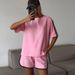 Casual European And American Women's Shorts Suit Solid Color Round Neck Short Sleeved T Shirt Sports Shorts Two Piece Set_ecoleips.com