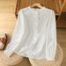 Women's Long Sleeved Blouse Lace Trimmed Embroidered Cotton Base Layer Top Spring 2026 New Style_ecoleips.com