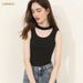 CANVAUS Stylish High-neck Hollow-out Tank Women, Slim-fit, Solid Color, Sleeveless Ribbed Top For Summer_ecoleips.com