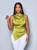 Women's Clothing Women's Summer Asymmetrical Satin Shirt Unique Design Blouse Fashion Top For Formal & Casual For Women_ecoleips.com