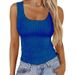 Women's Square Neck Ribbed Sleeveless Top – Stretchy Basic Camisole For Casual & Sexy Looks Stretchy & Breathable Fabric_ecoleips.com